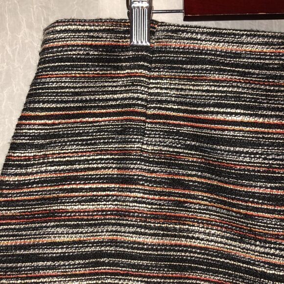 LOFT 10 Horizontal Stripes Multicolored Tweed Mini Skirt with Fringe Inset - Picture 7 of 12